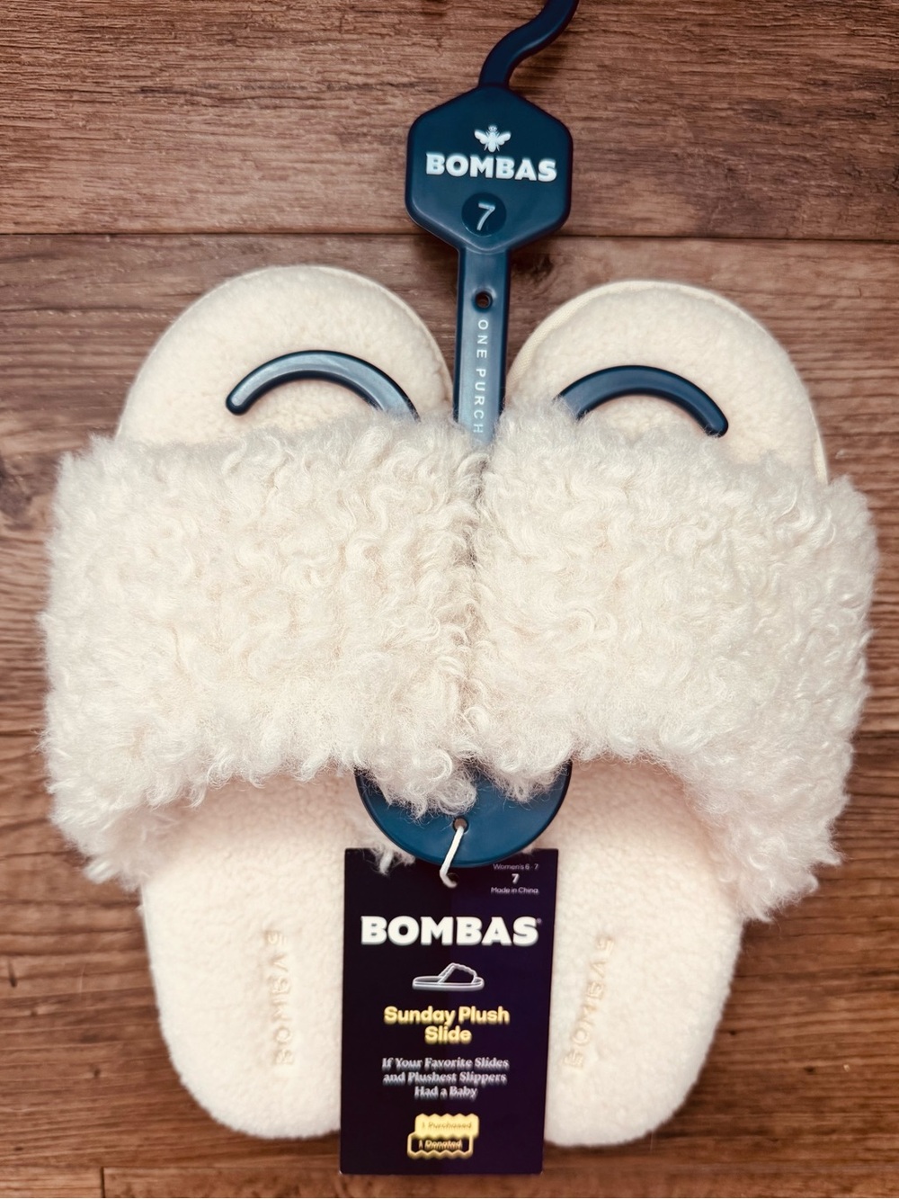Bombas Women's Sunday Plush Slide Alpine Cream Size 7 - Shearling Slide Slippers